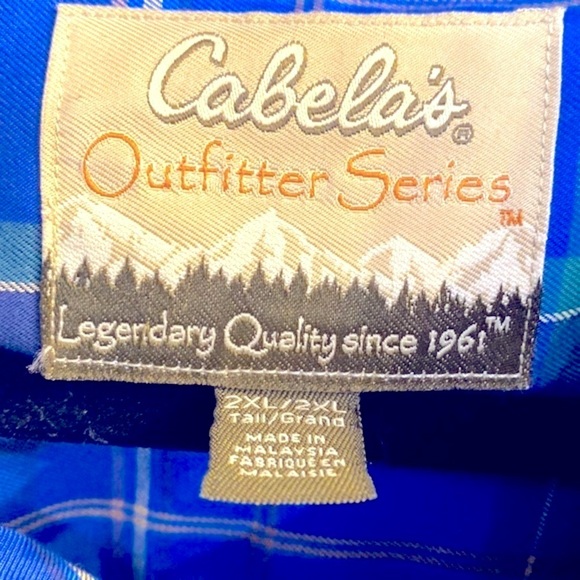 Men’s Cabela’s Outfitter Series Buttonup Plaid 100% Cotton Long Sleeve Shirt - Picture 4 of 7